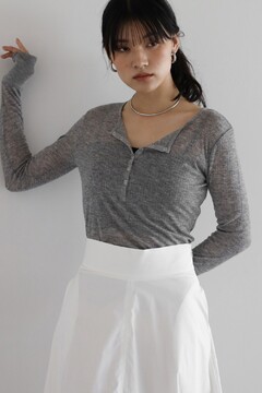 NOBLE 洗える 2way ヘンリーネックシアープルオーバー グレーB NOBLE 洗える 2way ヘンリーネックシアープルオーバー グレーB