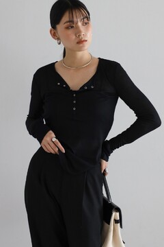 NOBLE 洗える 2way ヘンリーネックシアープルオーバー グレーB NOBLE 洗える 2way ヘンリーネックシアープルオーバー グレーB