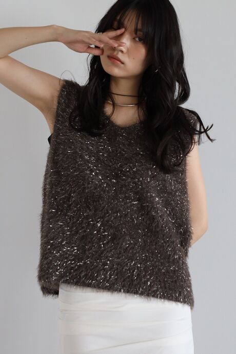 glitter shaggy knit vest / ラメシャギーニットベスト　　　　　　　　　　　　　　　　　　　　
