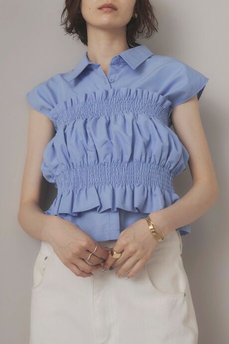 shirring bustier set sleevless blouse / シャーリングビスチェセットノースリーブブラウス