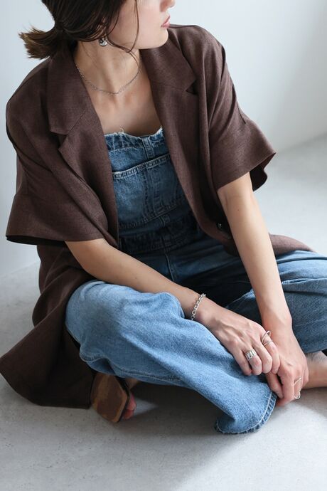 リネンライク半袖ジャケット