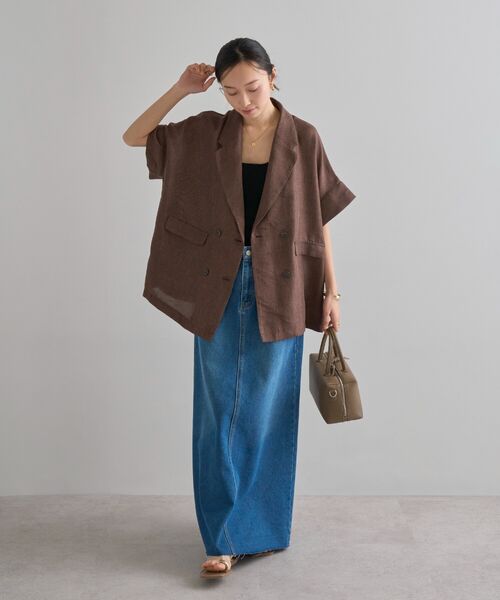 リネンライク半袖ジャケット