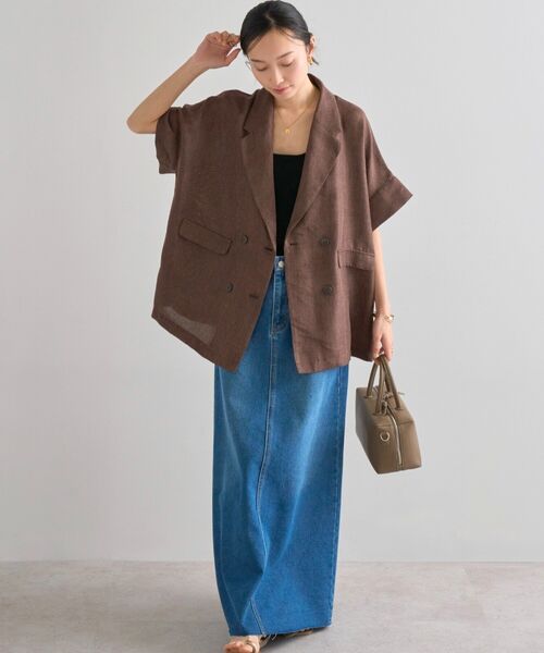 リネンライク半袖ジャケット