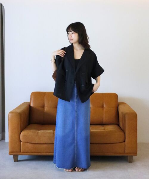 リネンライク半袖ジャケット