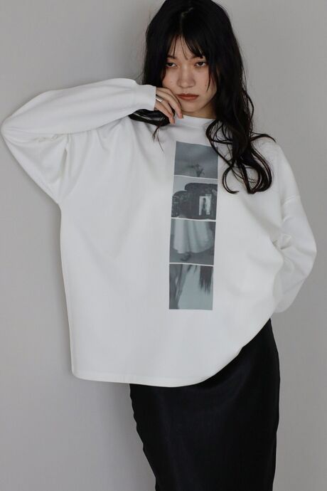 smooth touch photo print long sleeve T-shirt / スムースタッチフォトプリントロンT