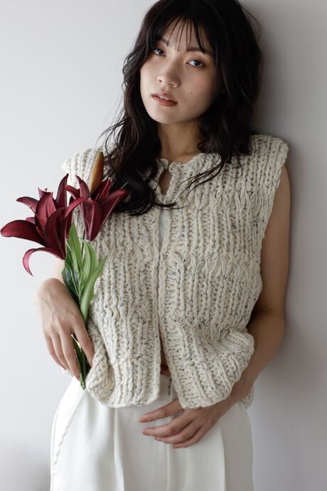 mixed yarn hand knit vest / ミックス糸ハンドニットベスト