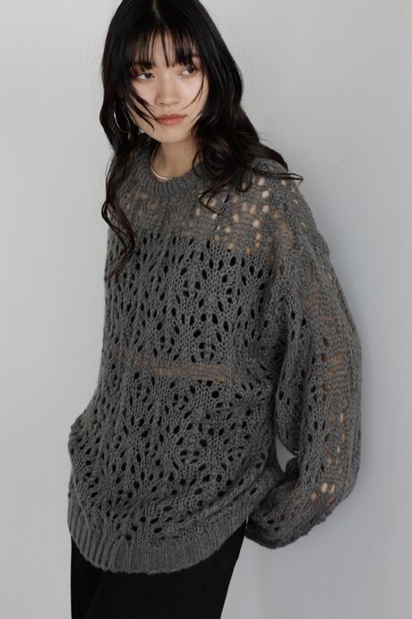 acrylic mohair low gauge knit / 透かし柄編みアクリルモヘアニット