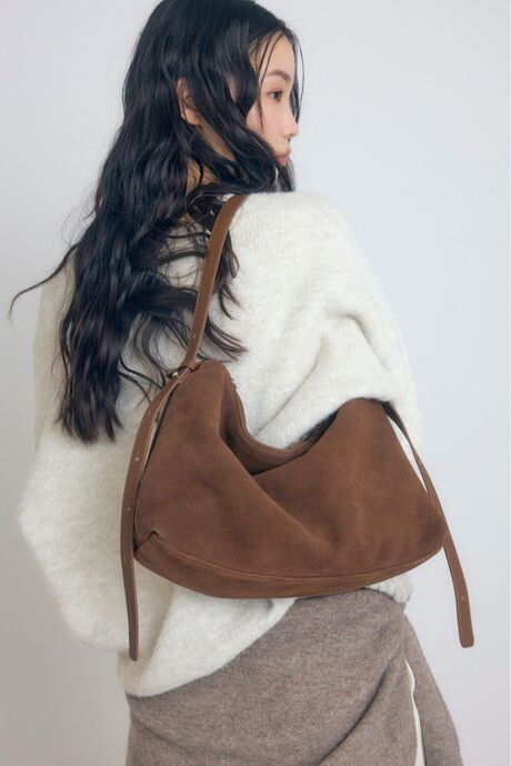 【牛革】スエードミニマルショルダーバッグ