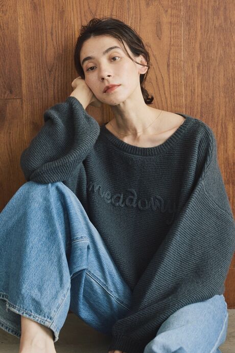 前後2WAYコード刺繍ニット