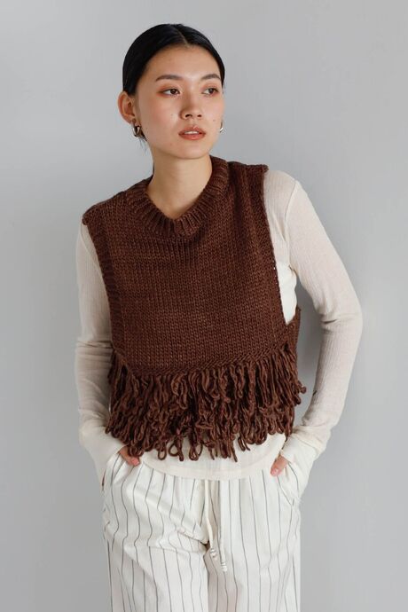 fringe roving knit vest / ロービングフリンジニットベスト