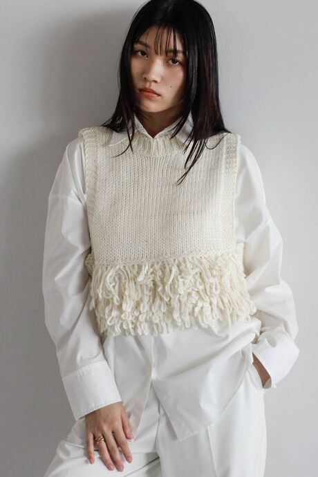 fringe roving knit vest / ロービングフリンジニットベスト
