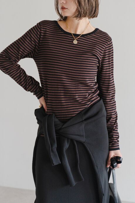 前後2WAYボーダーニット　　　　　　　　　　　　　　　　　　　　　　　　　　