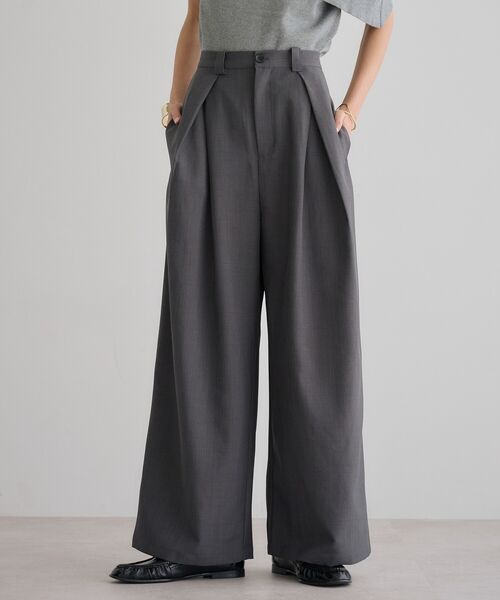 タックワイドバックゴムパンツ