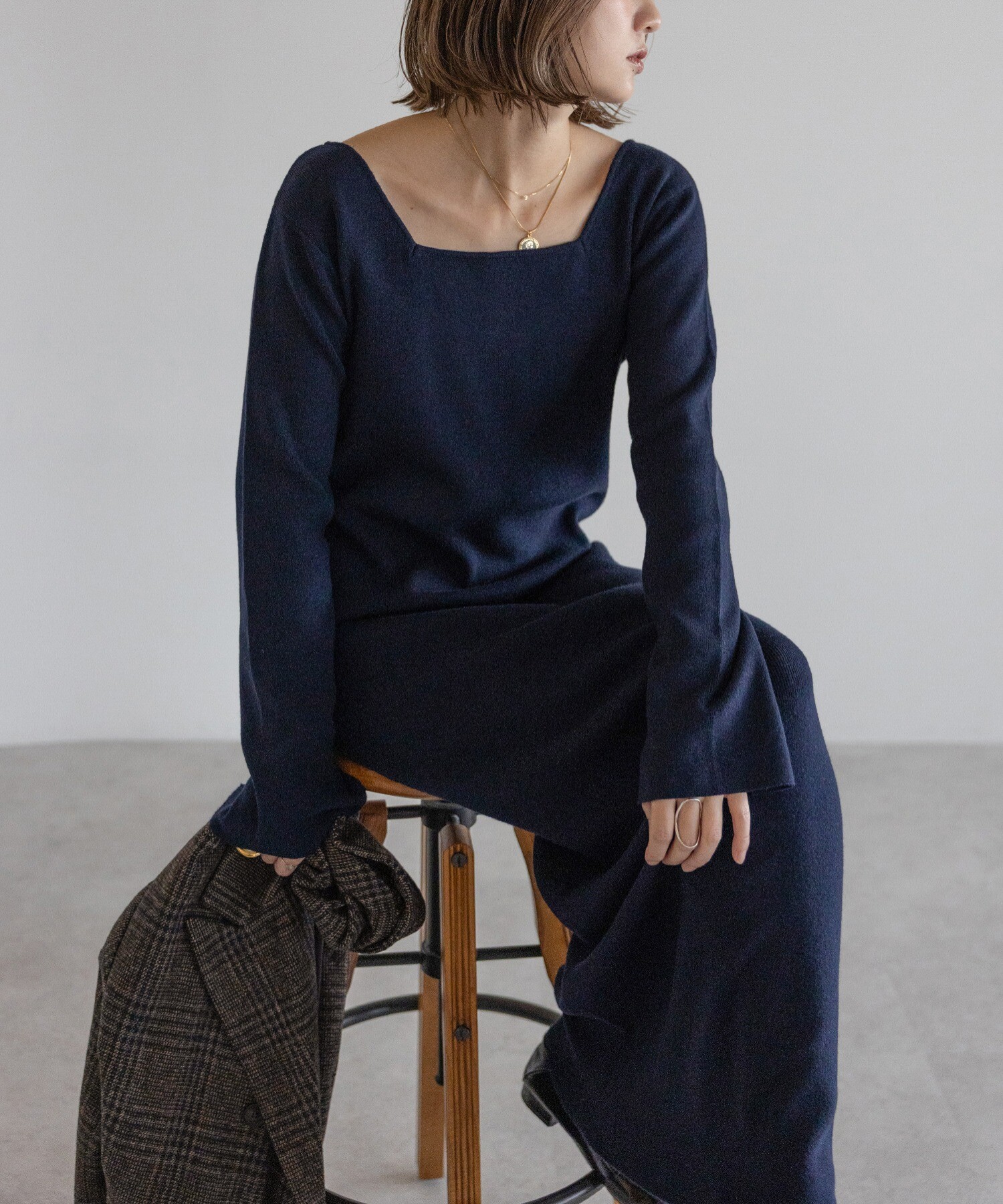 158cm/GRAY×DARK-NAVY