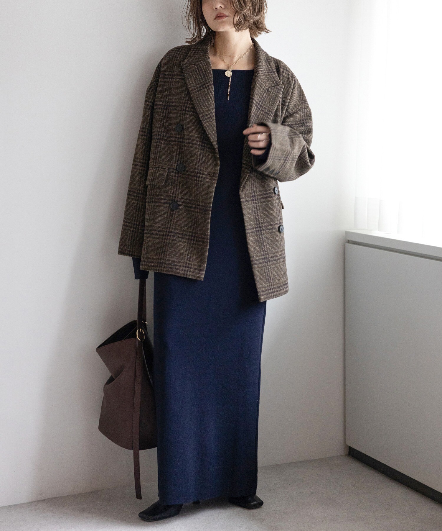 158cm/BROWN×DARK-NAVY