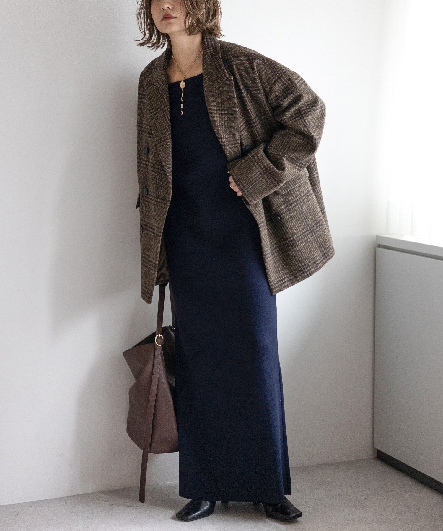 158cm/BROWN×DARK-NAVY
