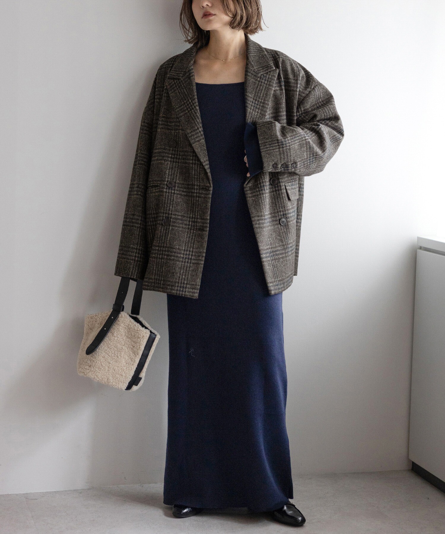 158cm/GRAY×DARK-NAVY