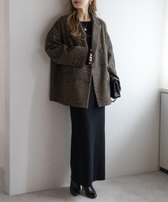 Boujour sagan 新品　ウールタッチグレンチェックジャケット　ブラウン BONJOUR SAGAN公式オンラインストア / [yoko×Norikoコラボ]ウール