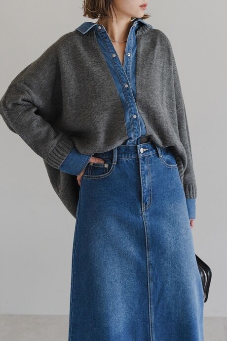 デニムシャツドッキングカーディガン