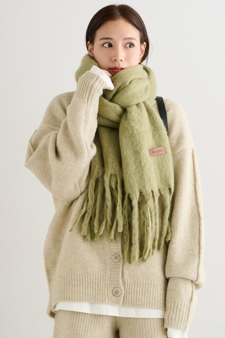 ラベル付きフリンジボリュームマフラー