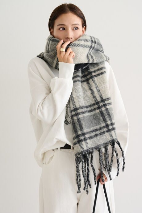 リバーシブルチェック柄マフラー