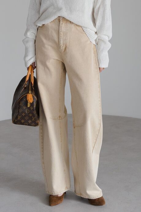 デニムバレルレッグパンツ