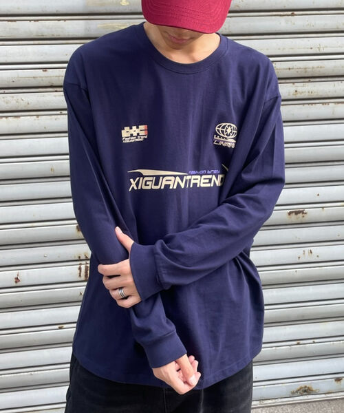 プリントグラフィック長袖Tシャツ