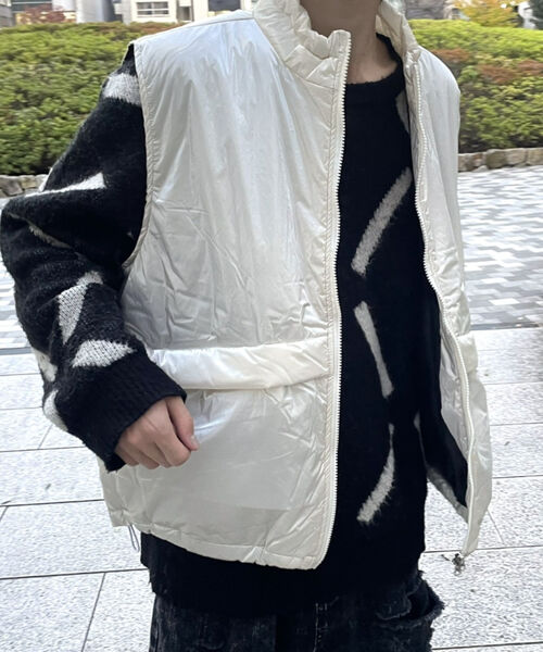 メタリックナイロン中綿軽量ベスト