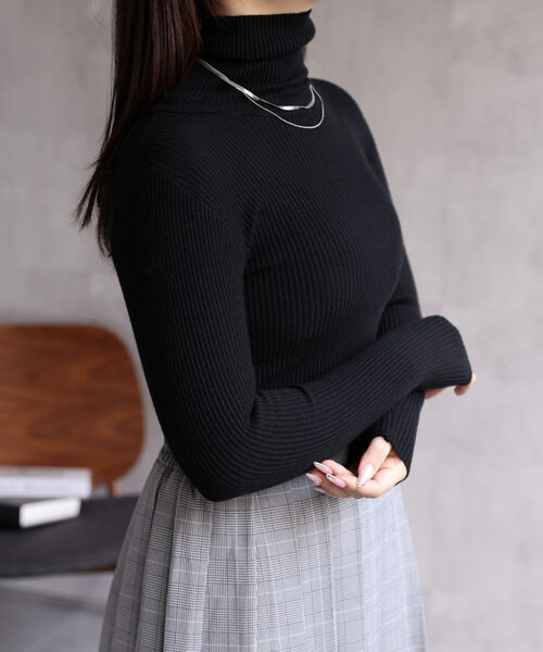 【選べるカラー】シンプルリブタートルネック