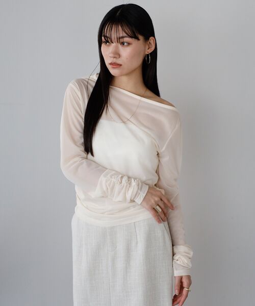 asymmetry gather sheer tops / アシンメトリーギャザーシアートップス　　　　　　　