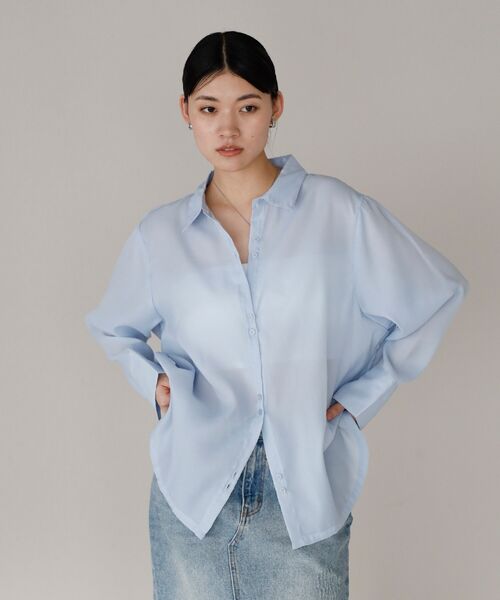 big cuffs sheer shirt /ビッグカフスシアーシャツ　　　　　　　　　