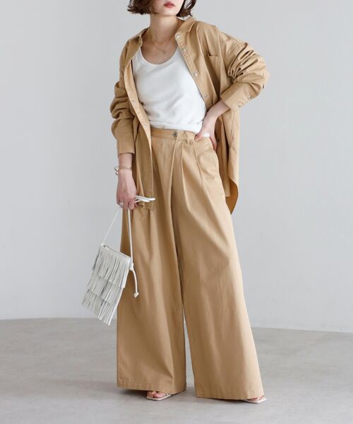 タックラップワイドデニムパンツ