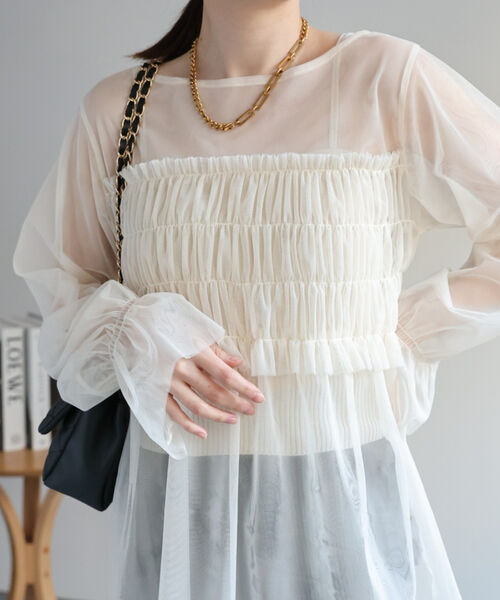 シアーブラウス / 切り替えシャーリングトップス / 結婚式