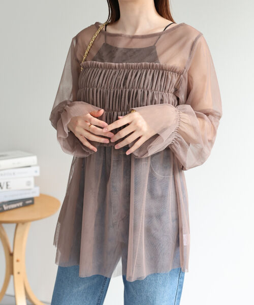 シアーブラウス / 切り替えシャーリングトップス / 結婚式