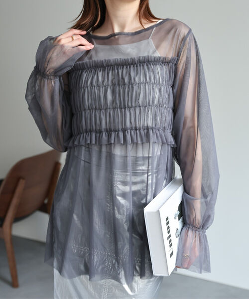 シアーブラウス / 切り替えシャーリングトップス / 結婚式