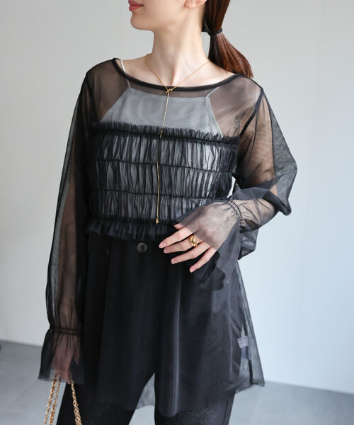 シアーブラウス / 切り替えシャーリングトップス / 結婚式