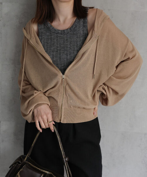 新色追加 シアーニットパーカー/フーディ