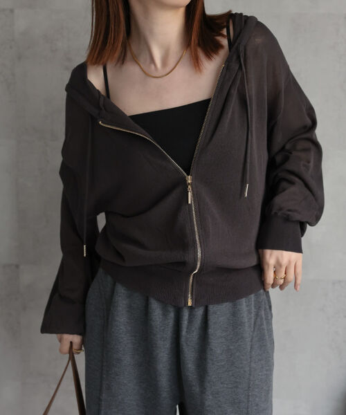 新色追加 シアーニットパーカー/フーディ