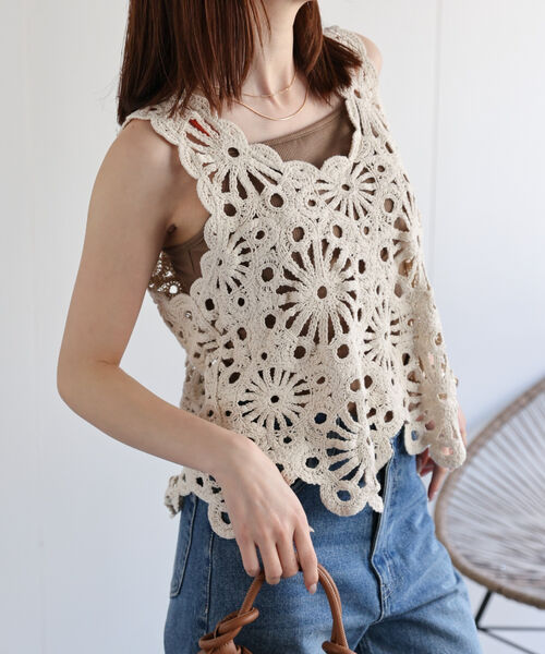 クロシェ編みビスチェ