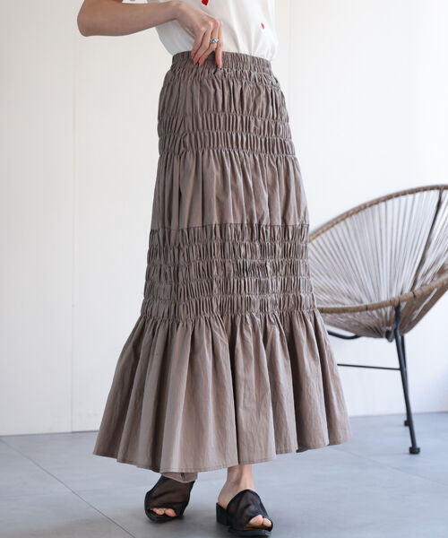 シャーリングティアードスカート/春夏
