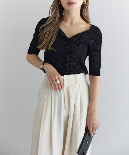 前後2WAYリンクス編みカーディガン　