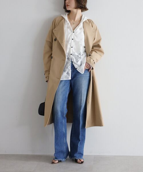 ツイルノーカラートレンチコート