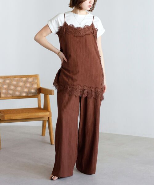 [SET]ワッシャーレーストリムキャミ×イージーパンツ