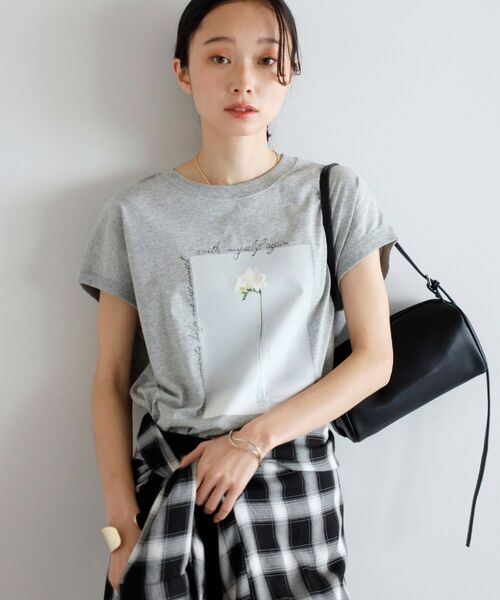 【汗染み防止】フラワーフォトフレンチスリーブTシャツ