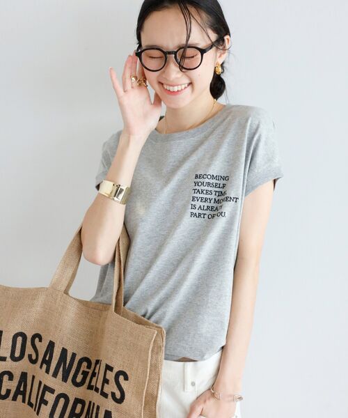 【汗染み防止】レタリング刺繍フレンチスリーブTシャツ