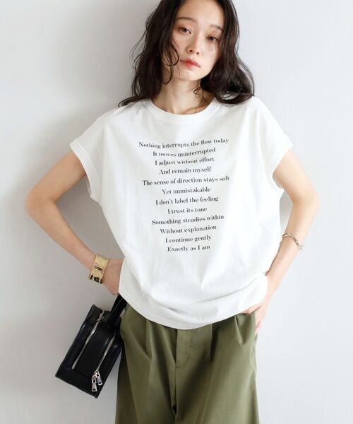【汗染み防止】レタリングプリントフレンチスリーブTシャツ