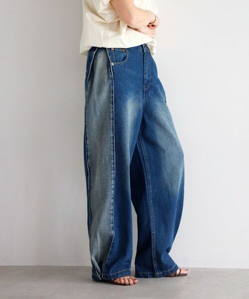 サイドタックデニムパンツ